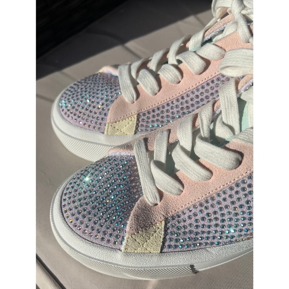 NWT Copper Key  Rosa Rhinestone Colorblock Platform Lace Up Low Top Sneakers 7 M - Picture 6 of 13
